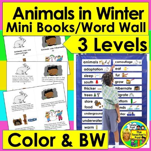 post ti 7 Differentiated and Editable New Year's Activities for Kindergarten and First Grade Fun Animals in Winter Mini Books and Illustrated Word Wall Cards