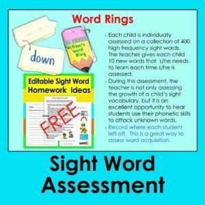 Word Rings Sight Word Assessment