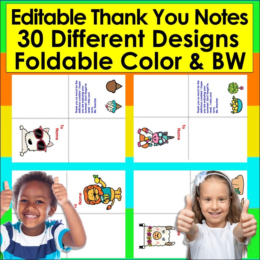 post ti Make the End of the Year Enjoyable! Editable Thank You Notes