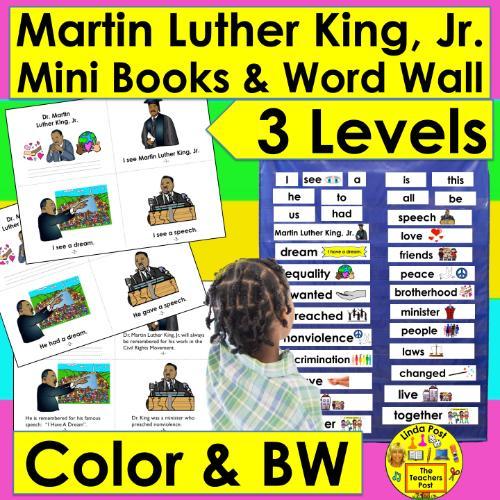 post ti 6 Martin Luther King Jr. Activities for Kids & An MLK Bingo Kindness Freebie! Marin Luther King Jr. Activities Mini Books and Illustrated Word Wall