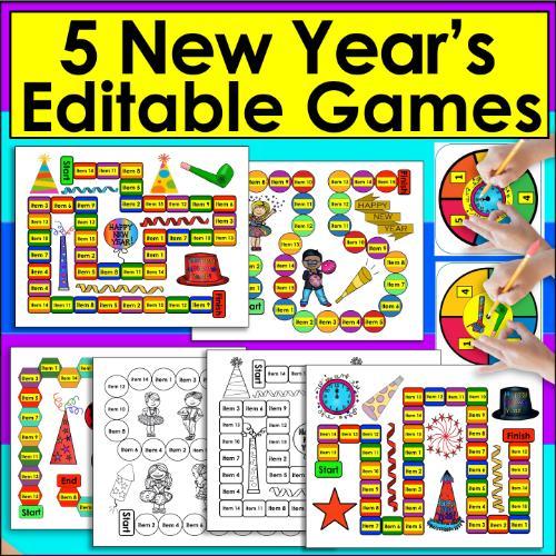 post ti 7 Differentiated and Editable New Year's Activities for Kindergarten and First Grade Fun New Years Editable 5 Gameboards