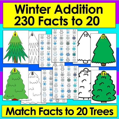 post ti 10 Winter Crafts and 1 1 Appealing Winter Activities for Kids 230 Winter Addition Facts on Ornaments Match to Sum Trees