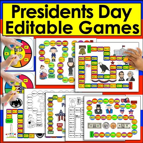 post ti 8 Easy & Fun Presidents Day Lessons for Kindergarten and First Grade Presidents Day Editable Game Boards