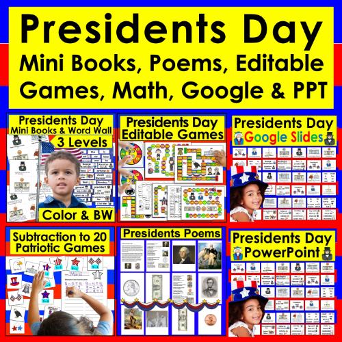post ti 8 Easy & Fun Presidents Day Lessons for Kindergarten and First Grade Presidents Day Bundle Cover