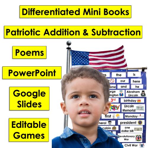 Young boy dressed in blue with flag