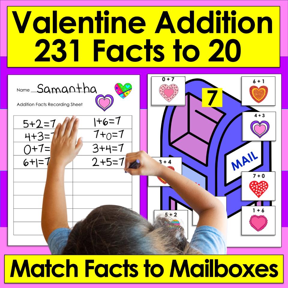 post ti 2 Helpful Valentines Day FREEBIES & Engaging Activities for K/1 Valentines Day Addition Facts to 20