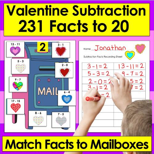 post ti 2 Helpful Valentines Day FREEBIES & Engaging Activities for K/1 Valentines Day Subtraction Center