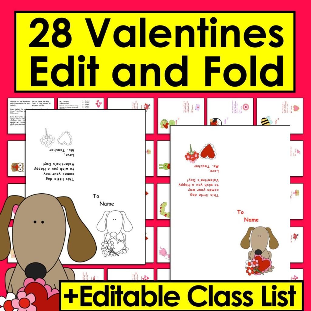 post ti 2 Helpful Valentines Day FREEBIES & Engaging Activities for K/1 28 Editable Valentines Day Cards