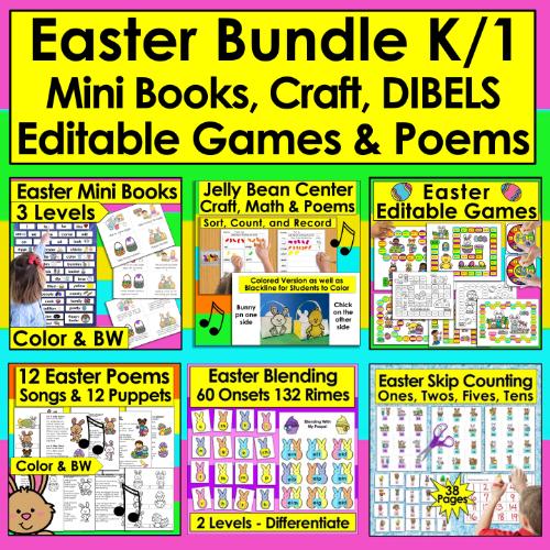 post ti Easter Learning Activities and Crafts for Kindergarten and First Grade Easter Bundle Cover