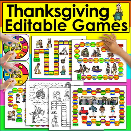 Thanksgiving Editable Game Boards