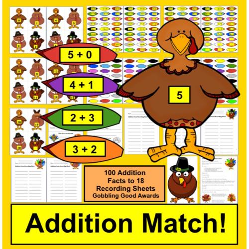 Addition Turkey Feather Match