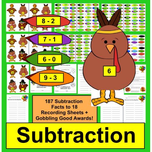 Subtraction Turkey Feather Match